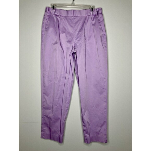 Brooks Brothers Pants Women Size 6 Elastic Waist Ankle Length Mid Rise Purple - Picture 3 of 6